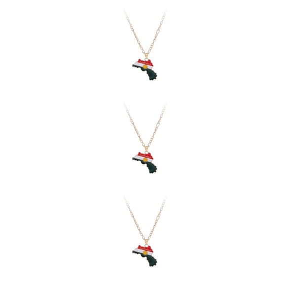 Maytalsory Pendentif de Chaîne en Argent de Mo - Plus Attrayant parmi la Foule Collier de Pendentif de Carte de Drapeau Coloré Or 3Set