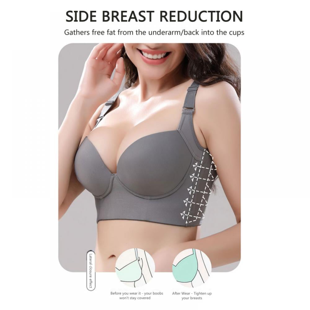 Push up Bra Plus Size Women Support Back Fat - Seven-breasted Oversized  Gathered Ultra-Soft and Breathable Comfortable Smoothing Bra(2-Packs) 
