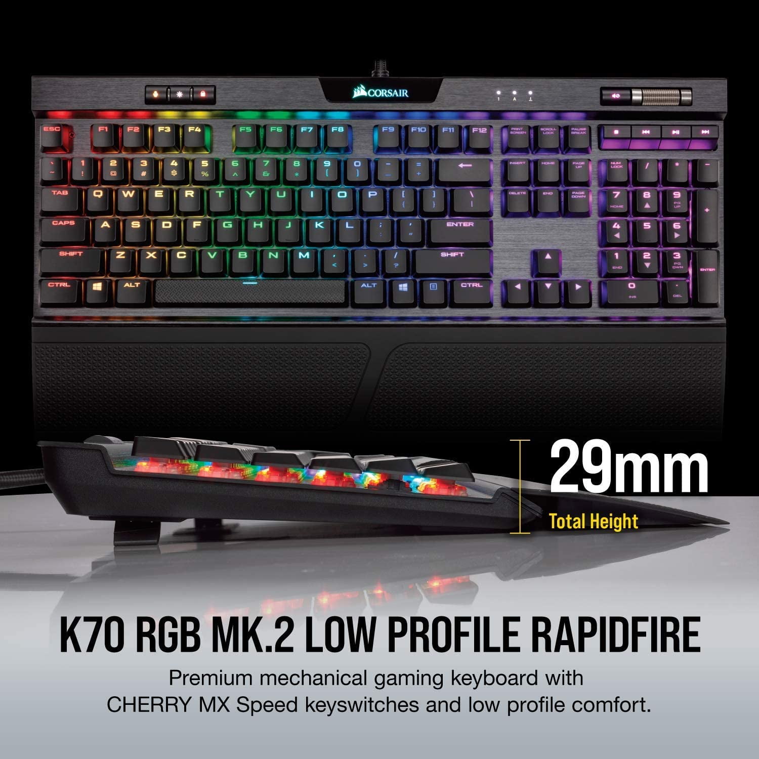 CORSAIR K70 RGB MK.2 LOW PROFILE RAPIDFIRE Full-size Wired