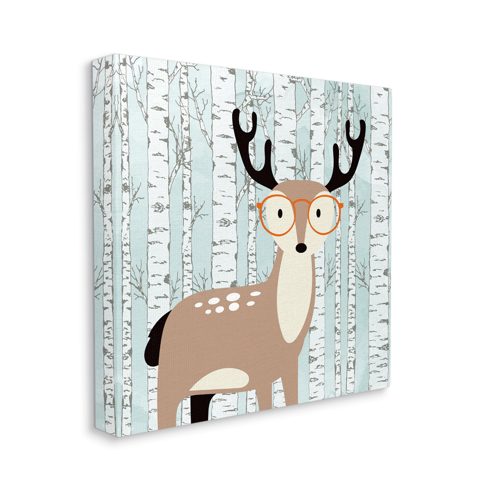 Stupell Industries Deer & Birch Trees Animals & Insects Painting Gallery Wrapped Canvas Art Print Wall Art, 24 x 24