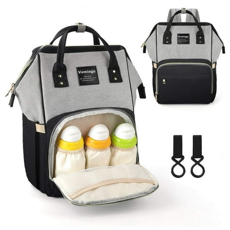 Vemingo Diaper Bag Backpack with Stroller Straps | Portable Baby Nappy Organizer Maternity Bags for Girls Boys Women Men | Travel Rucksack Bookbag for Mom Dad, Large Capacity, (Best Diaper Bag Organizer)