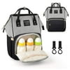 Vemingo Diaper Bag Backpack with Stroller Straps | Portable Baby Nappy Organizer Maternity Bags for Girls Boys Women Men | Travel Rucksack Bookbag for Mom Dad, Large Capacity, Grey-Black