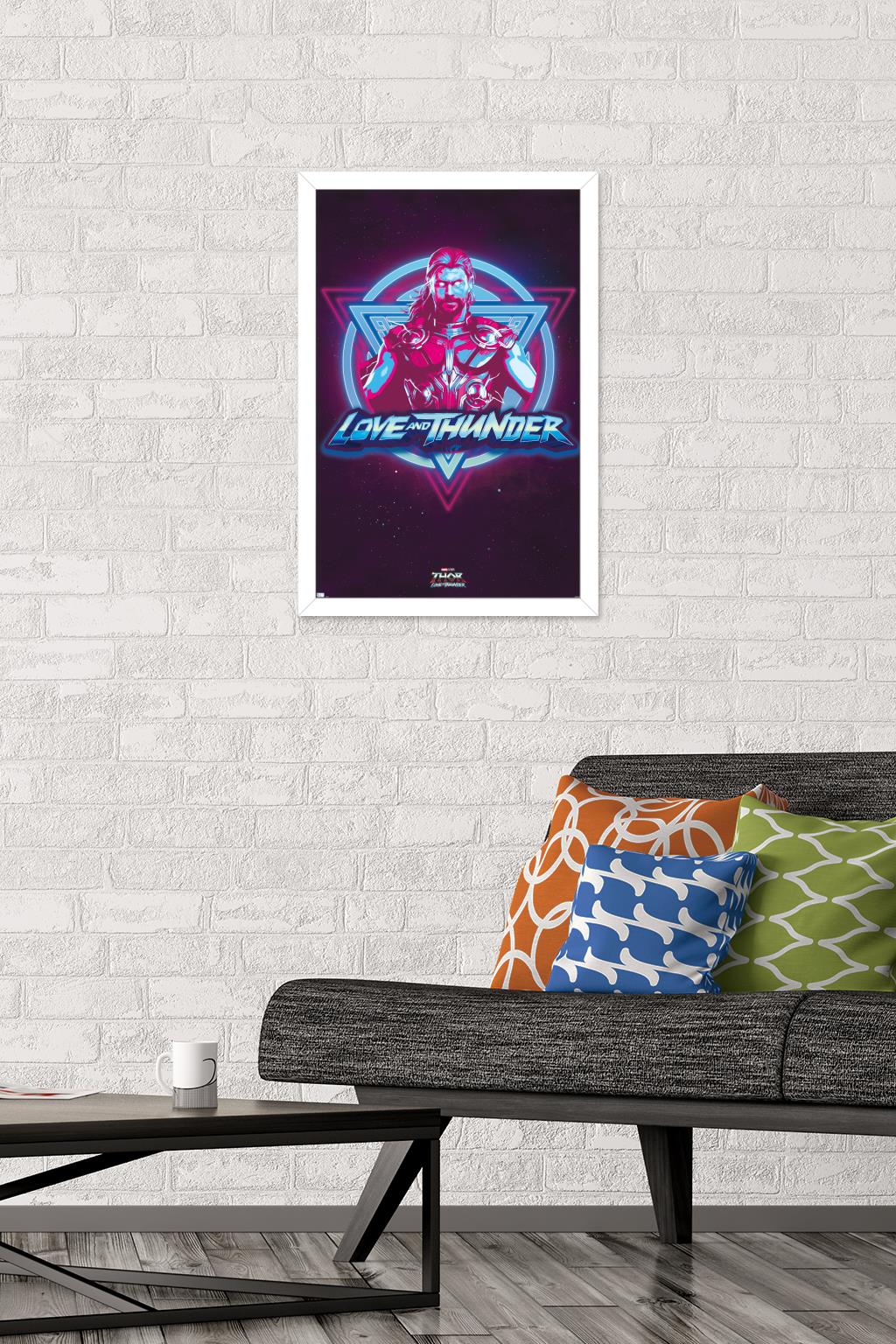 Marvel Thor: Love and Thunder - Vaporwave Wall Poster, 14.725" x 22.375" Framed