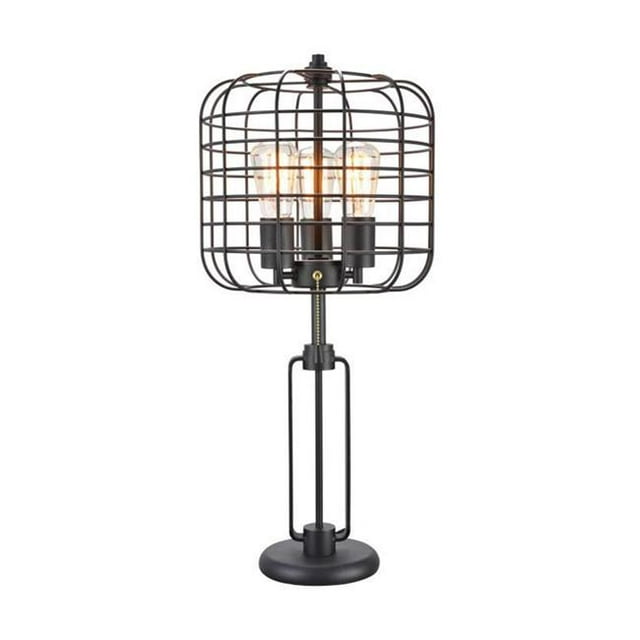 26.5 in. Powder Coated Industrial Cage 3 Light Edison Table Lamp