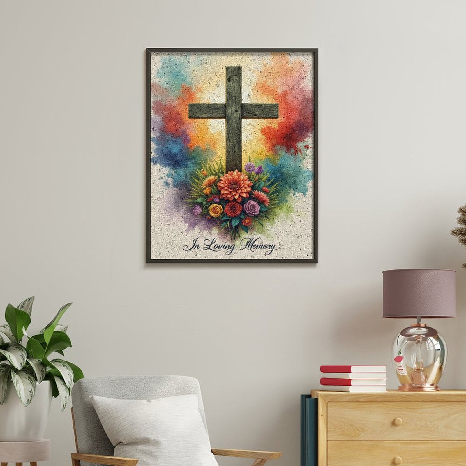 Paint by Numbers Kit for Adults, Colorful Cross Floral Tribute Paint by Numbers, Easy Paint by Numbers Kit for Adults Beginner, DIY Adult Paint by Number Kits on Canvas, Home Decor