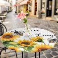 thumbnail image 3 of Watercolor Sunflower Leaf Elastic Fitted Round Table Cover Spring Floral Waterproof Outdoor Tablecloth for Holiday Party, Picnic, Patio & Dining Fits Tables Up to 36"-44", 3 of 8