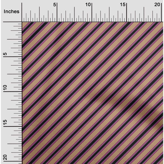oneOone Silk Tabby Dark Beige Fabric Stripes Dress Material Fabric Print Fabric By The Yard 42 Inch Wide