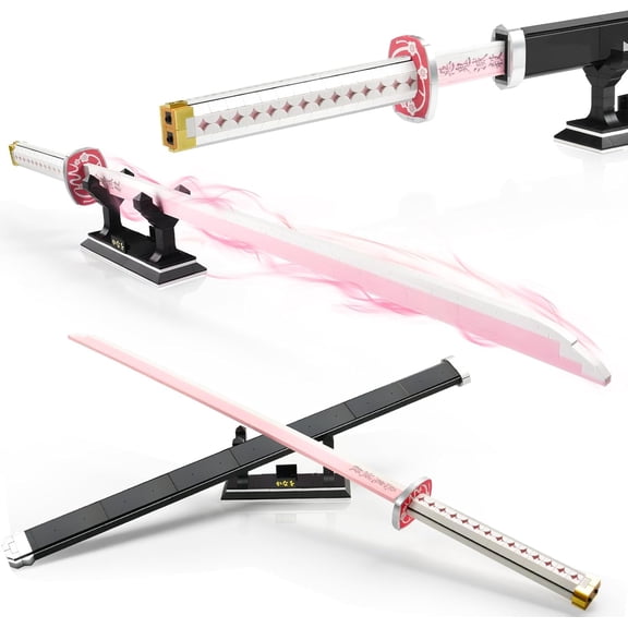 39inch Demon Sword Building Sets, Tsuyuri Kanao Swords Set with Scabbard and Stand, Demon Katana Building Blocks Anime Sword Sets