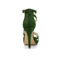 thumbnail image 2 of BLISSFUL STEP Women's Shoes Strappy Stiletto Heels Platform Ankle Strap Open Toe Faux Suede Sandals Green 7, 2 of 8