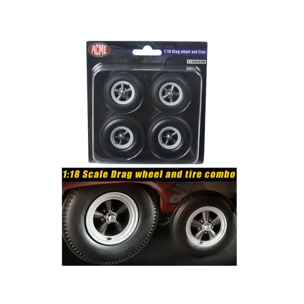 Drag Wheels and Tires Set of 4 1/18 by ACME