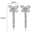 thumbnail image 5 of 1 par de aretes de cadena de garra de lujo ligeros con diamantes de imitación y borlas de mariposa. Temperamento Versa. Color champán. Código de producto: 65752. Color champán., 5 of 5