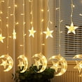 thumbnail image 4 of Twinkle Star - Cortina de luces LED con forma de luna y estrellas (138 LED), alimentada por USB, con control remoto, 8 modos, ideal para Ramadán, Navidad, bodas, fiestas, hogar, patio, césped, etc., 4 of 5