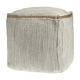 thumbnail image 3 of LR Home Square White Braided Cotton and Jute Pouf Ottoman, 18" H x 18" W, 3 of 6