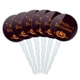 thumbnail image 1 of Happy Halloween Holiday Pumpkin Jack-o-lantern Bats Cupcake Picks Toppers Decoration Set of 6, 1 of 6
