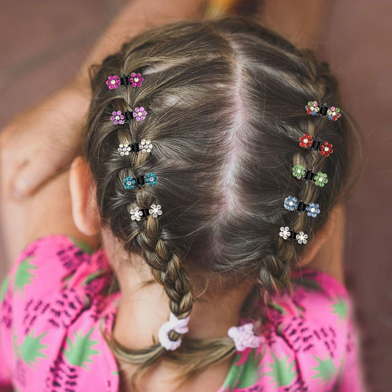 NOLITOY 10pcs Children's Rhinestone Hair Clip Flower Decor Tiny Hair Clips  Flower Clips for Hair Beads for Hair Braids Kids Pretty Hair Clips Cute