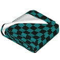 thumbnail image 2 of Salouo Black And Teal Checkerboard Print Bed Blankets,Flannel Blanket Comfortable Air Conditioning Blanket Lightweight Blanket for Sofa Bed Travel & Couch -40"x30", 2 of 8