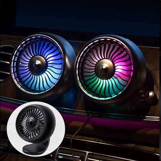 Ventilación de aire del ventilador del coche 7 ventilador de refrigeración eléctrico de luz colorida apto para vehículos SUV Negro Sharpla Mini ventilador de coche