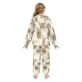 thumbnail image 3 of Fluffy Pajamas Set Fuzzy Winter Warm Pj Sets Pullover Tops and Long Pants Squares and Ginkgo Leaves Pattern X-Large, 3 of 8