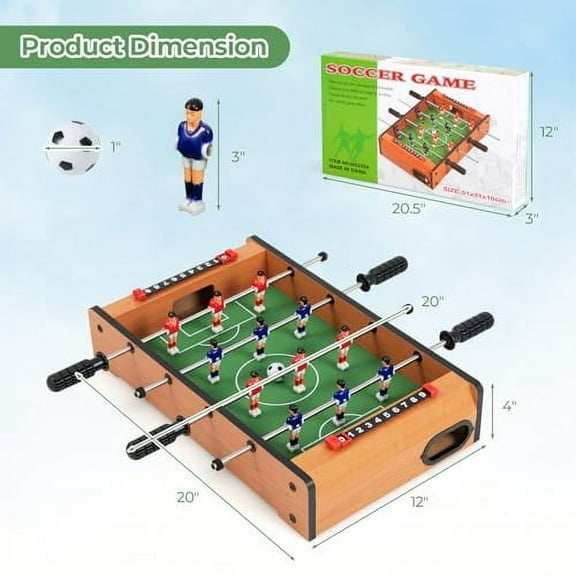 Giantex 20" Foosball Table, Easily Assemble Wooden Mini Foosball Table Top w/Footballs, Soccer Table for Arcades, Game Room, Bars, Parties, Family Night