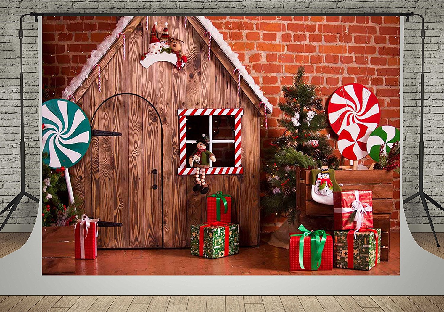 GreenDecor Polyster 5x7ft Christmas Backgrounds Photo Red Brick Wall ...