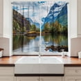 thumbnail image 2 of Ambesonne Nature Kitchen Curtains, Snowy Norway Mountains, 55"x39", Multicolor, 2 of 3