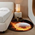 thumbnail image 3 of Flame Golf Ball Round Area&nbsp;Rug 3ft Sports Black Background Abstract Art Non-Slip&nbsp;Washable Circle Rugs Soft Felt Indoor Floor Mat for Bedroom Kitchen Living Room Bathroom, 3 of 9