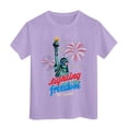 thumbnail image 5 of mgoYE American Flag Shirts Girls Boys 4th of July O-Neck Short Sleeve Patriotic T-Shirt Memorial Day Graphic Tee Independence Day Tops 250th American Anniversary(Purple,11-12 Years), 5 of 5