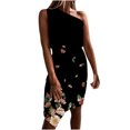 thumbnail image 1 of Vestido de reunión sin mangas ajustado con un hombro y estampado Floral informal de verano para mujer a la moda Fridja  hjkh3860, 1 of 5