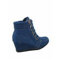 thumbnail image 2 of Peggy-56 Women's High Top Fashion Round Toe Lace Up Wedge Sneaker Shoes ( Denim Blue, 8 ), 2 of 3