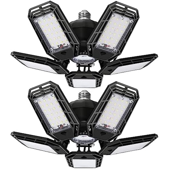 2 Pack LED Garage Light, 150W Ultra Bright Shop Light with 5 Adjustable Panels,15000LM 6500K E26/E27 Deformable Ceiling Lights for Garage, Workshop$$Tools & Hardware Other