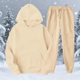 thumbnail image 5 of Costeam Womens Solid Hoodie Cargo Jogger 2 Piece Tracksuit Pullover Hooded Top with Kangaroo Pocket Drawstring Waist Multi Pocket Sweatpants Set Soft Fleece Active Loungewear Outfit, 5 of 6