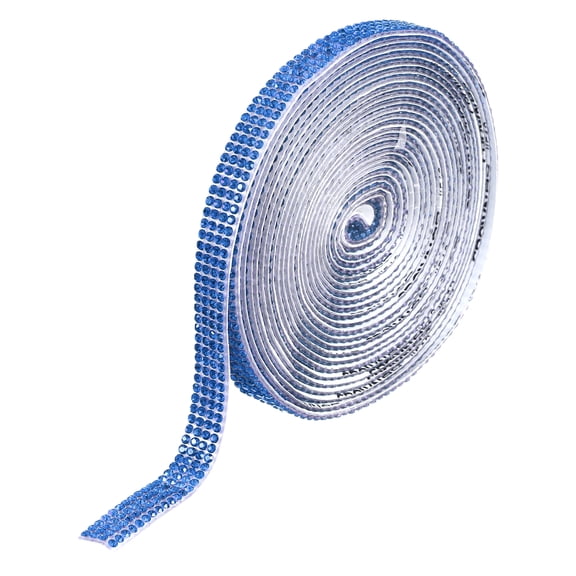 Uxcell Self Adhesive Rhinestone Strips, 4 Yards Crystal Rhinestone Ribbon Bling Diamond Stickers Wrap, Light blue