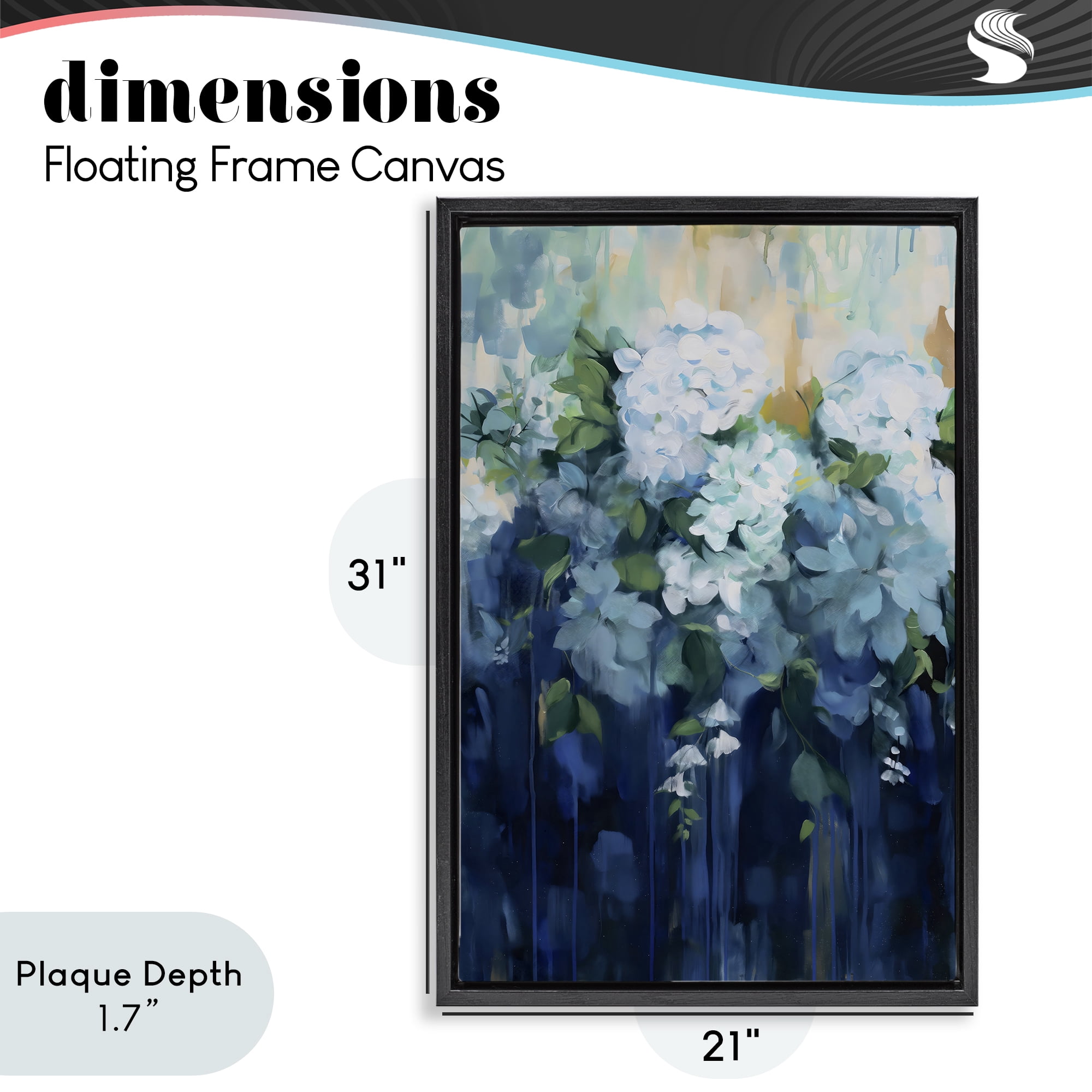 Stupell Industries Lush Blue Hydrangea Abstract Black Framed Floater Canvas Wall Art, design by Gina Kelly