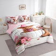 thumbnail image 4 of Homewish 3D Highland Cattle Twin Bedding Sets 7-Piece, Pink Flower Floral Bedding Comforter Set, Western Cowgirl Boot Reversible Sheet Sets, Lightweight Room Decor, 4 of 8