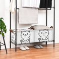 thumbnail image 3 of Yayeee Foldable Storage Basket for Shelves with Handles Set of 2 Waterproof Cloth Bins, Cute Chubby Cat, 3 of 7