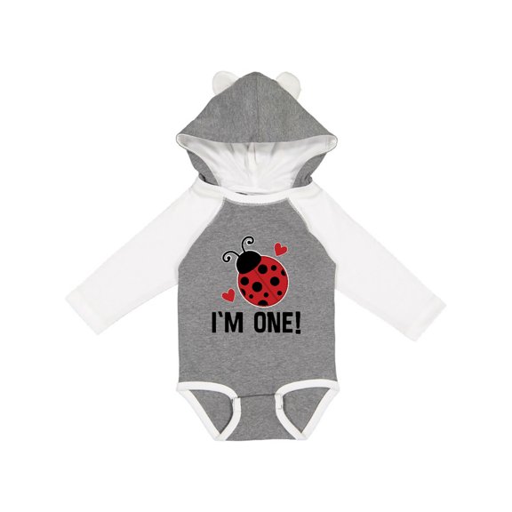 Inktastic 1st Birthday Ladybug 1 Year Old Girls Long Sleeve Baby Bodysuit