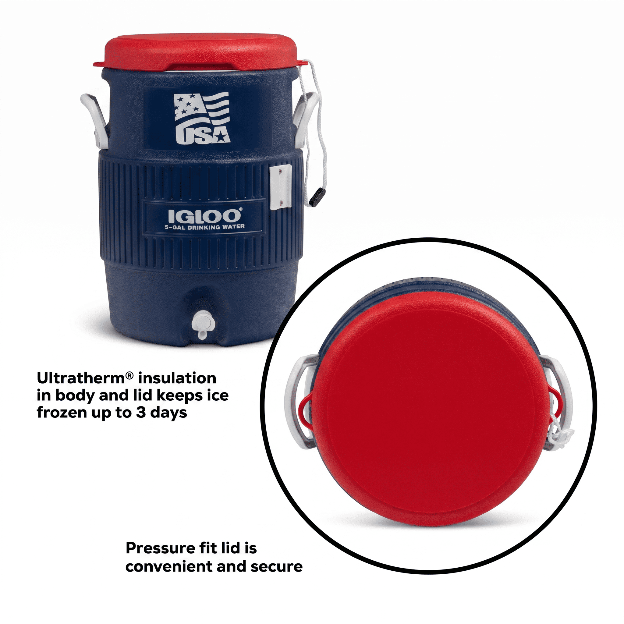 Igloo 5 Gallon Heavy-Duty beverage Jug, Red White and Blue