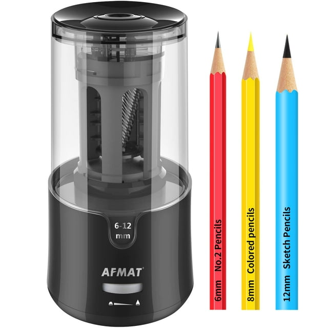 AFMAT Electric Pencil Sharpener - Auto Stop, Super Sharp & Fast, Plug in Pencil Sharpener for 6-12mm No.2/Colored Pencils - Classroom/Office/Home PS9