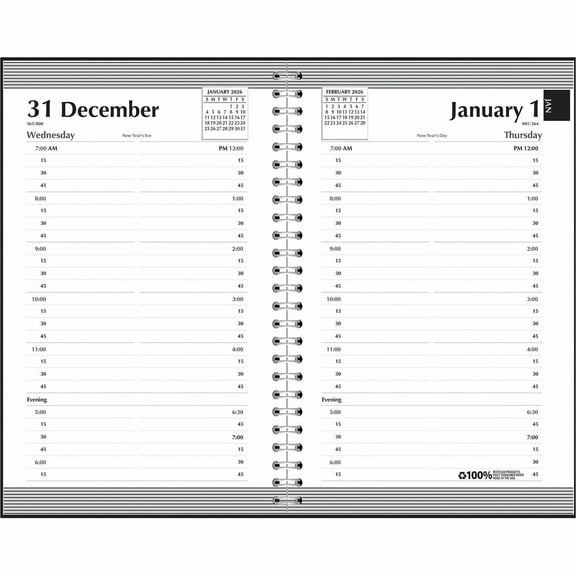 2026 House of Doolittle 5" x 8" Calendar Year Daily Appointment Book Faux Leather Cover Black