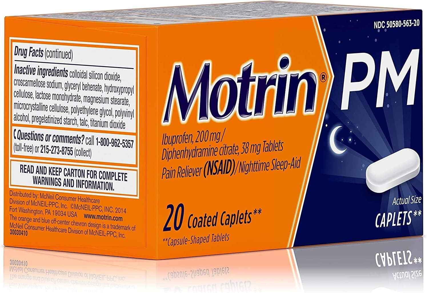 Motrin PM Coated Caplets 20 Caplets (Pack of 3)