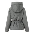 thumbnail image 6 of Winter Parka for Women 2026 Fashion Casual Long Sleeve Thicken Full Zipper Belted Hooded Outerwear with Pockets, 6 of 8
