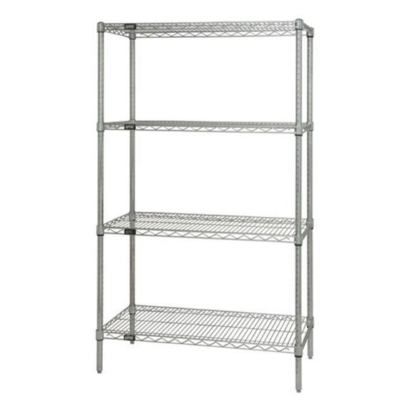 Quantum Storage WR63-1436C 4-Shelf Chrome Wire Shelving Starter Kit, 14 x 36 x 63 in.