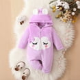 thumbnail image 2 of LIIPEE Girls Boys Plush Onesie Warm Cartoon Animal Long Sleeve Hooded Zip Up Fuzzy Jumpsuit Girl Elegant Climbing Hiking Camping Cycling One-Pieces,Purple,62, 2 of 8