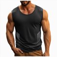 thumbnail image 3 of KPOPLK Men's Quick Dry Tank Tops Tech Performance Sleeveless T Shirts Mesh Workout Gym Muscle Running Size XXXXXL,Black, 3 of 7