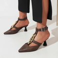 thumbnail image 1 of Sandalias de punta estrecha informales con correas en los tobillos a la moda de verano para mujer, zapatos de tacón alto con cadena Wmkox8yii  hfjk3333, 1 of 5