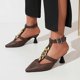 thumbnail image 1 of Sandalias de punta estrecha informales con correas en los tobillos a la moda de verano para mujer, zapatos de tacón alto con cadena Wmkox8yii  hfjk3342, 1 of 5
