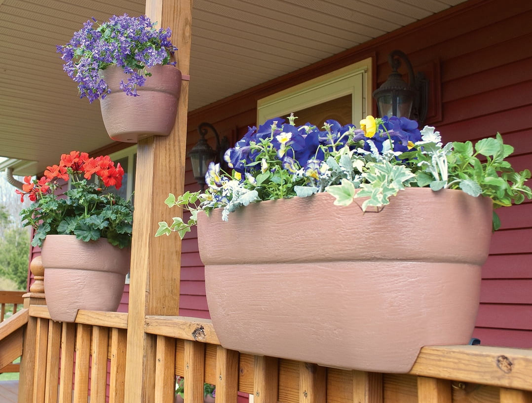 Bloomers Rail Picker Self-Watering Rail Planter Grow Box – 24" Weatherproof Resin Planter– Brown