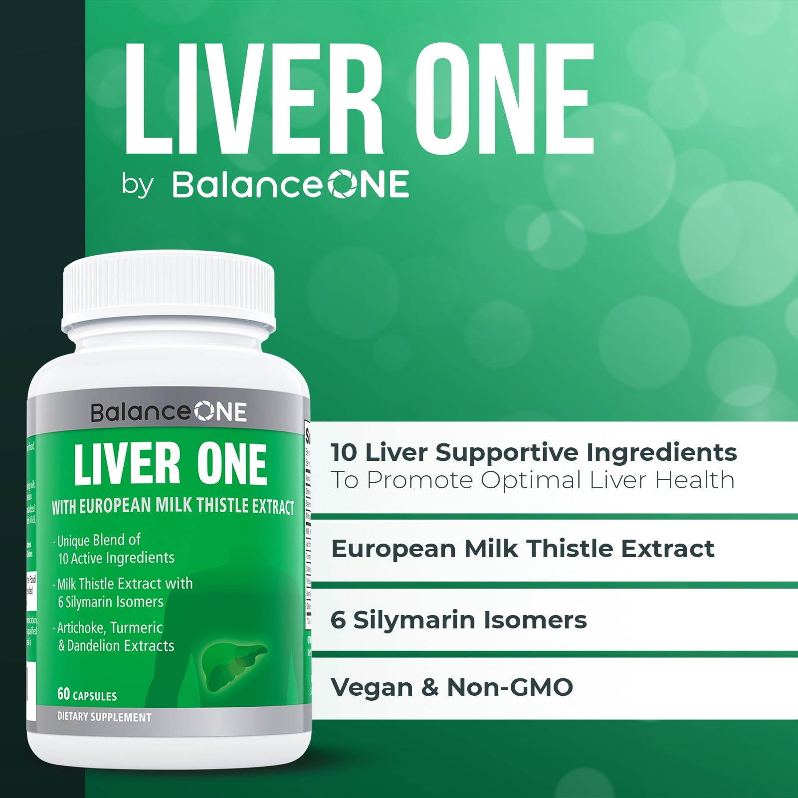 Balance One Liver Support with Milk Thistle & Artichoke, 30 Day Supply
