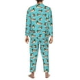 thumbnail image 3 of Mens Pajamas Set - Mallard Ducks Swimming In The Lake Comfy Long Sleeve Button Up Pajama Sets for Men 2 Piece, Soft Sleepwear Nightwear Pjs Lounge Sets for Men with Pockets, 3 of 5