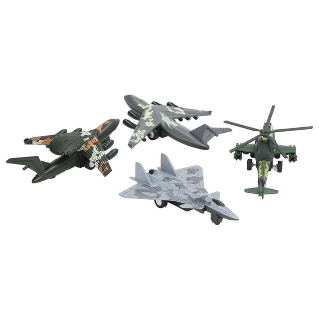 Jouet Avion à Rétrofriction 4 Pcs pour Enfants Garçons Modèle d'Avion Simulé Cadeau d'Anniversaire Décoration